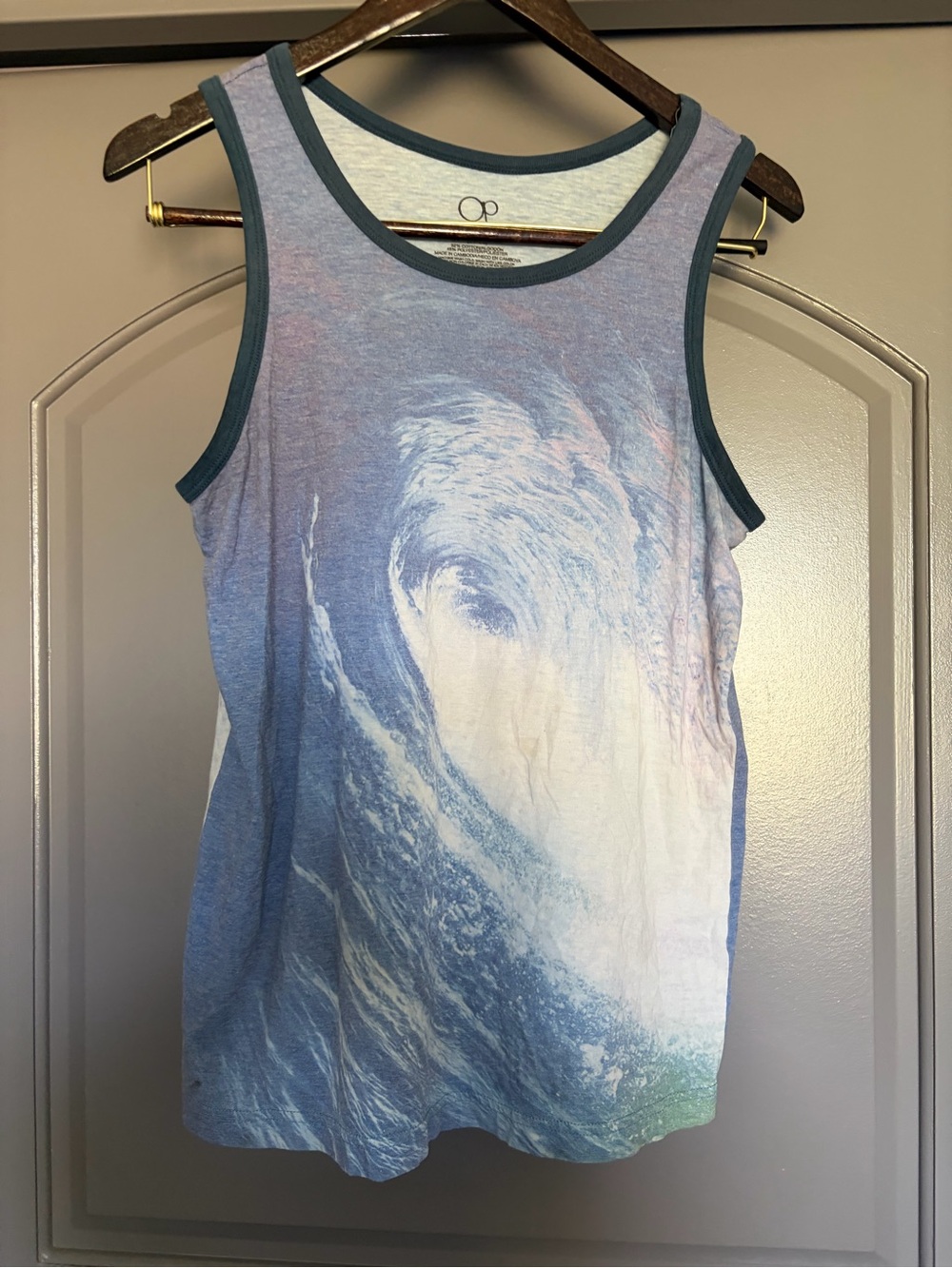 OP Ombre Wave Tank Top in Light Blue and Teal Trim